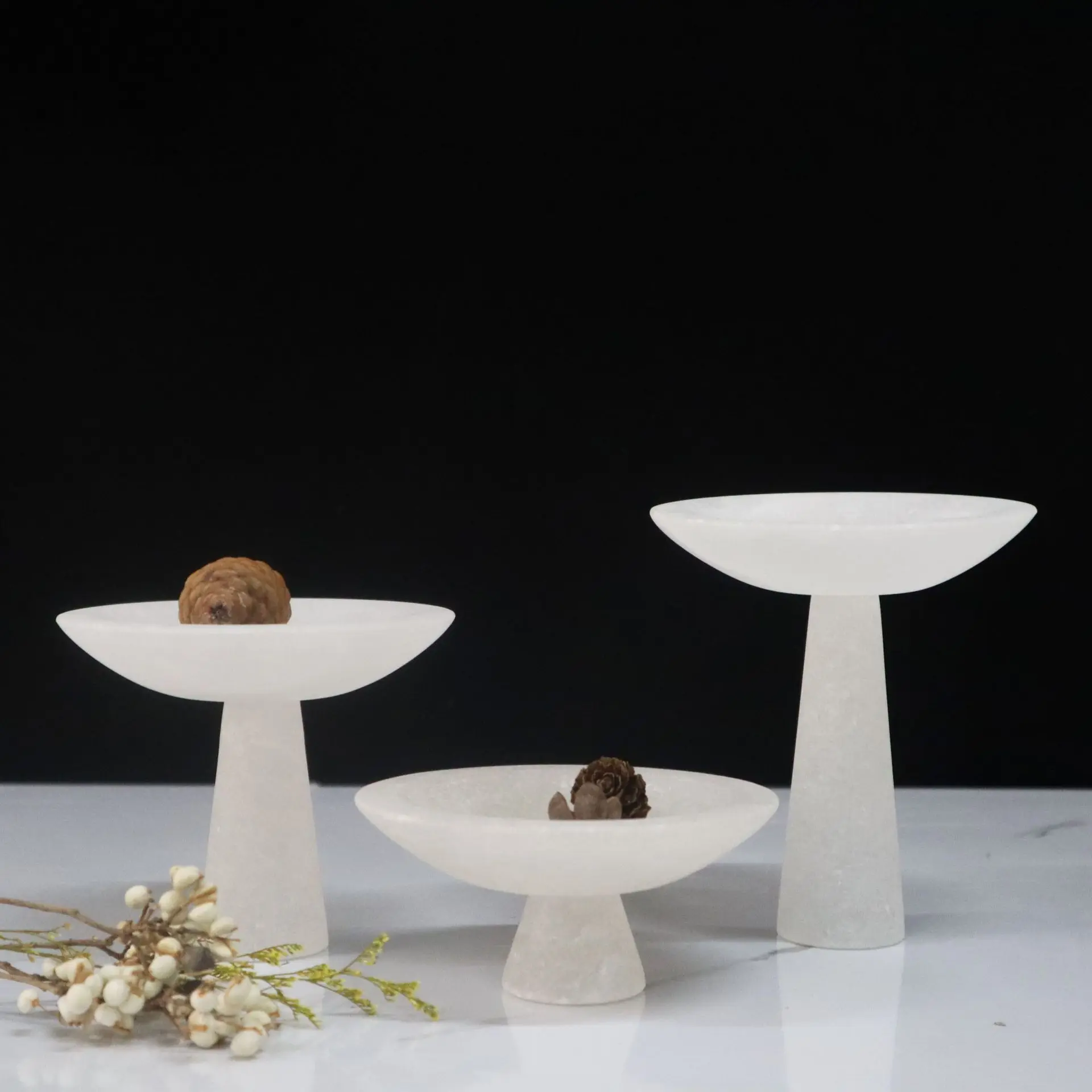 HZX Luxury Marble Home Hotel Serving Tray Flower Shape Stone Plate Simple Stone Jewelry Tray Novelty Creative Home Spring