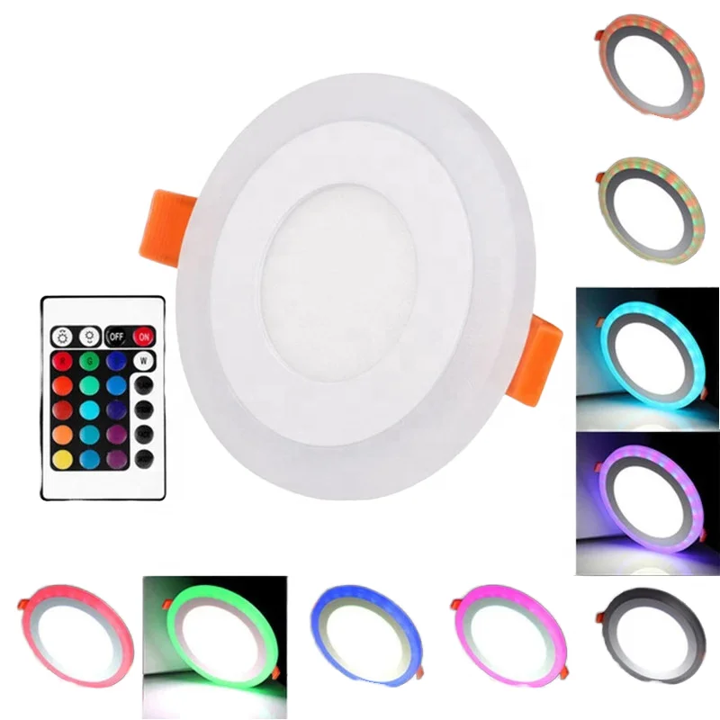 Modern 6W+3W Embedded RGB LED Dual Color Panel Light round Aluminum Body Stylish round Shape