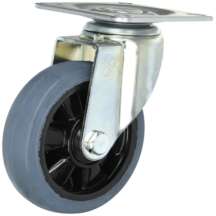 Black Natural Rubber Wheels Castor Wheel Heavy-duty Aluminum Core Container Rolling Furniture Rubber Casters