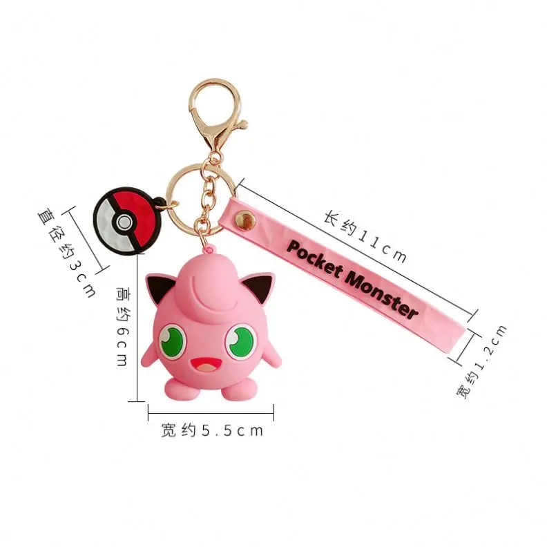 Pocket Monsters Keychain Cartoon PVC Cute Japanese Anime  Key Chain Trinket Car Key Rings Kid Toy KeyRing Charms Llaveros