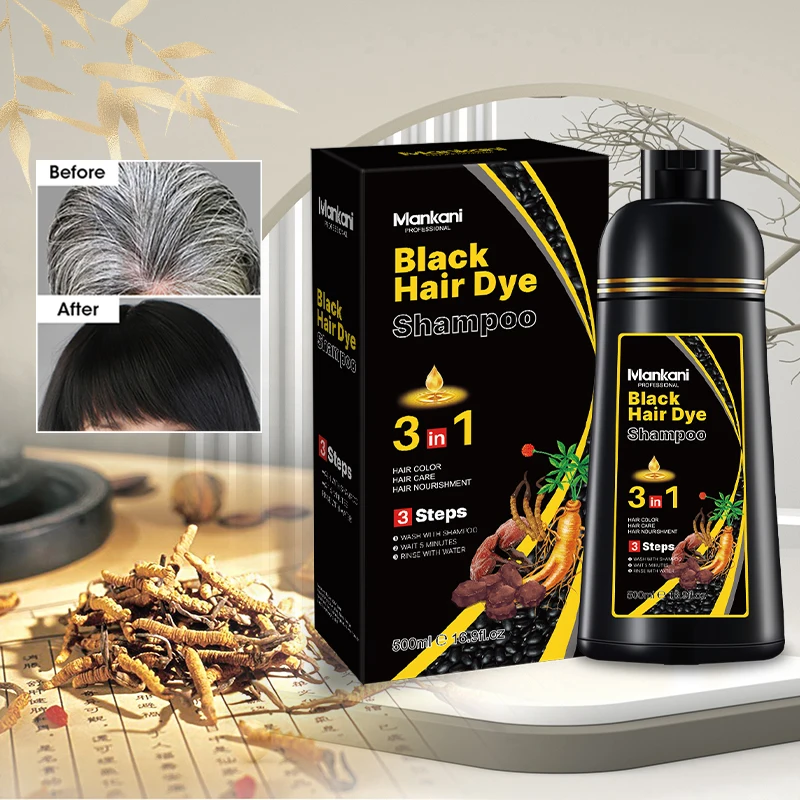 OEM Herbicos Plant Black Hair Dye Shampoo 3 in 1 Herbal Natural Dark Brown Gray Hair For Men And Women