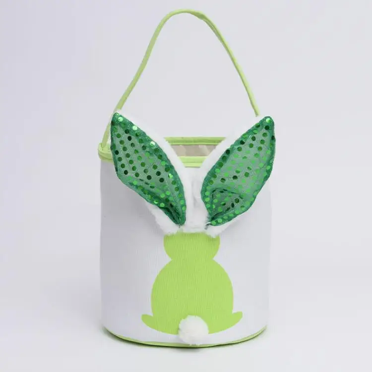 Wholesale kids gifts candy toys baskets fanny bag decoration empty printed easter bunny ear bucket basket with lights