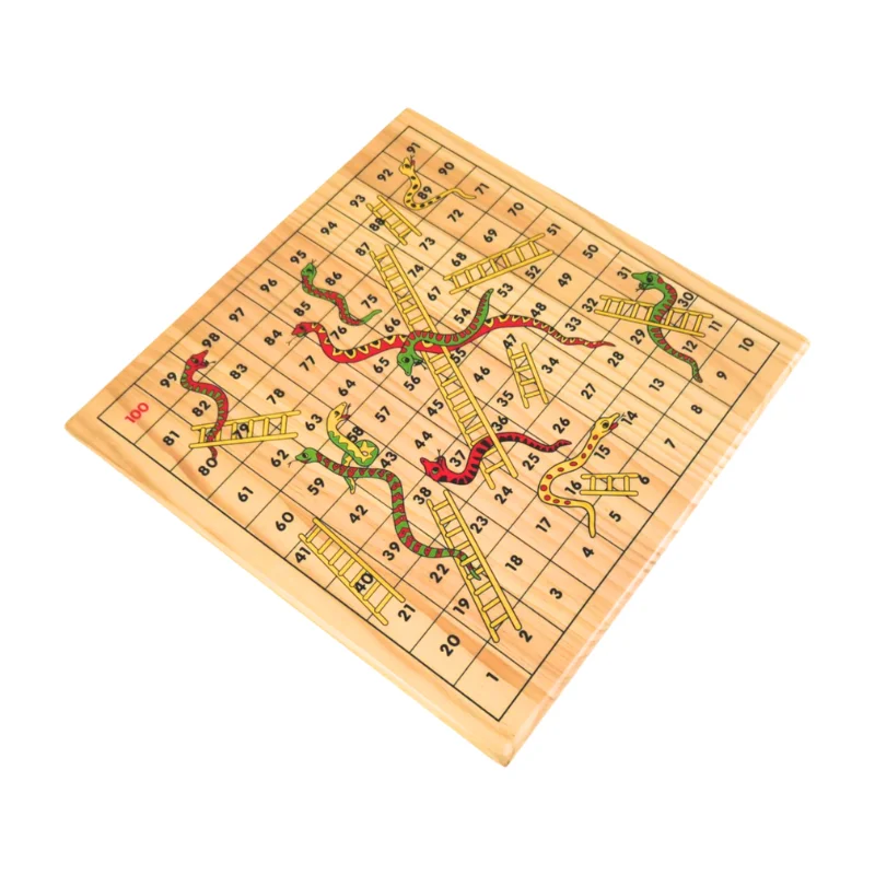 Custom design ludo snakes and ladders wooden board game classic wooden game for children and family