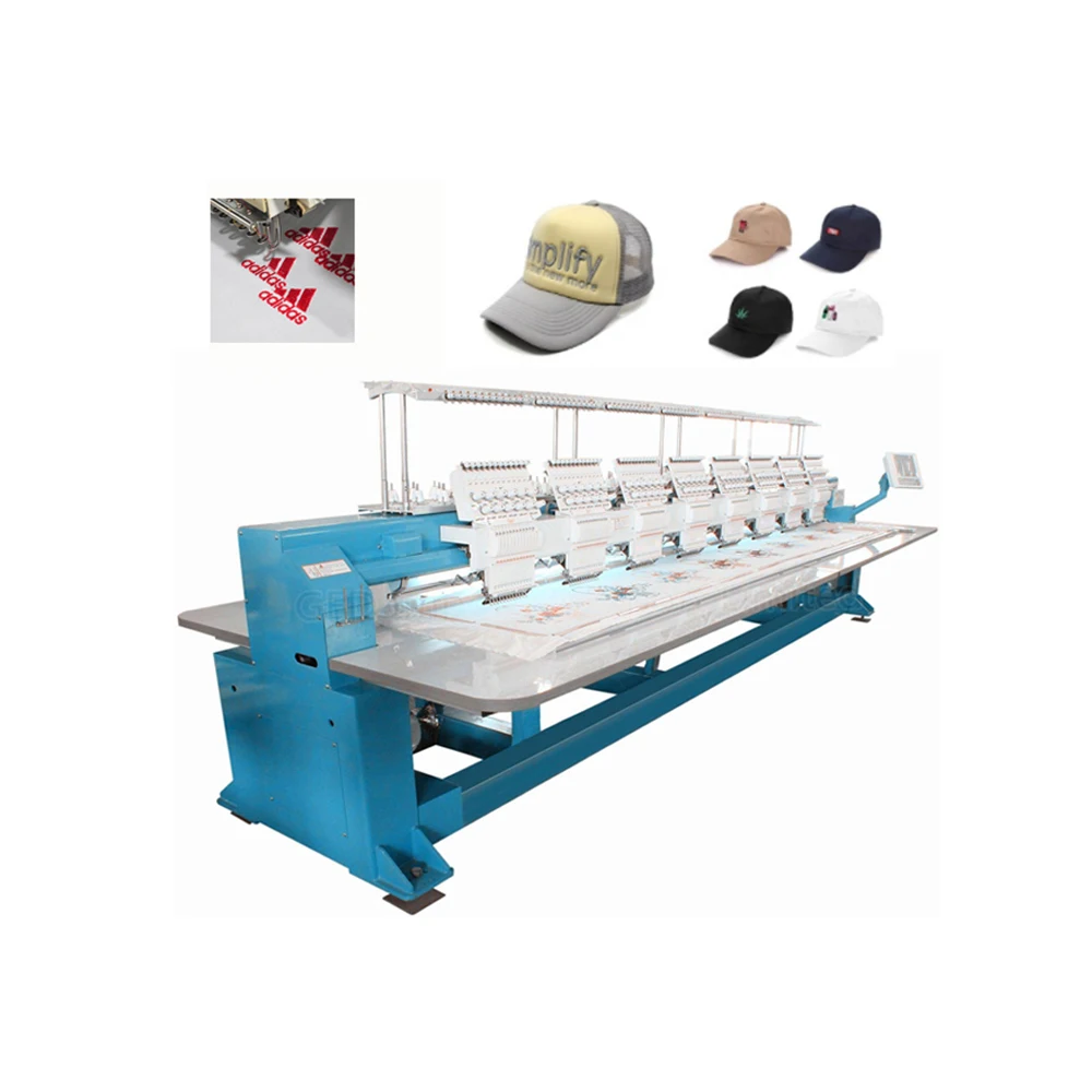 High Accuracy Multi Computerized  8/Eight Heads Flat Cap T-shirt Hat Industrial Embroidery Sewing Machine