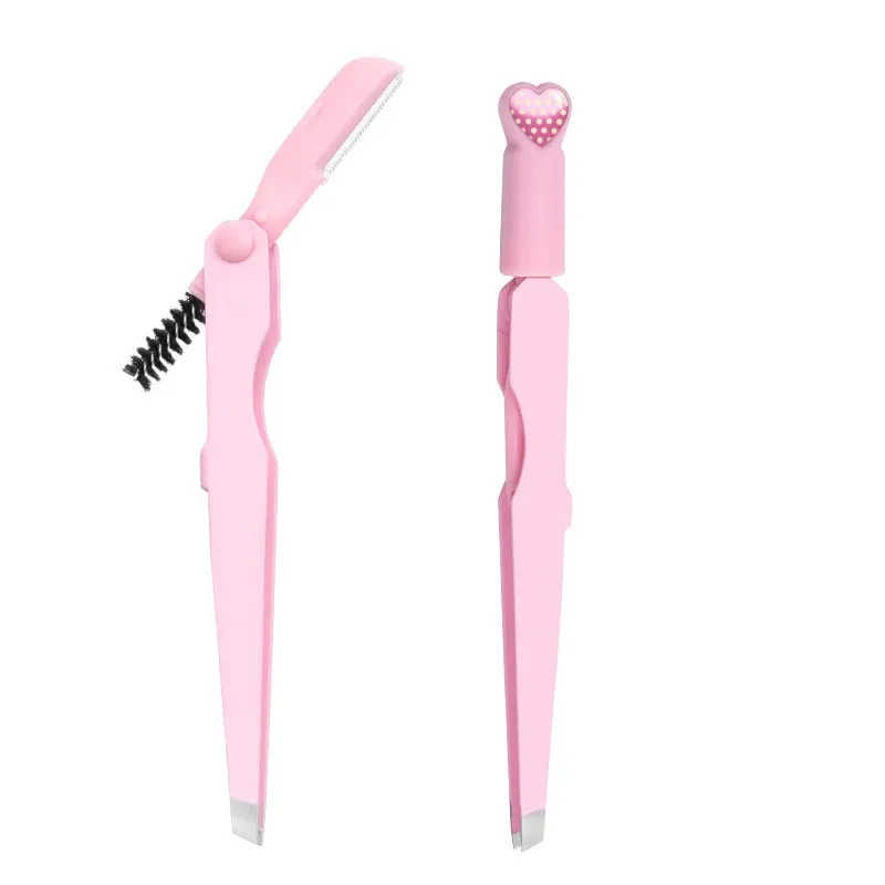 Women Eyebrow Tweezers Eyebrow Trimmer Scissors Curved eyelash Comb Tweezers Makeup Tools Portable Stainless Steel