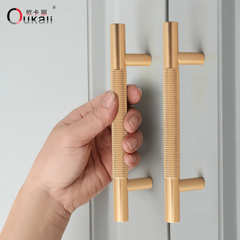 Oukali Manufacture Furniture Hardware Kitchen Cabinet Drawer Knurled Aluminum Alloy Knobs Door Handle