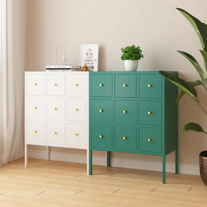 Furniture Living Room Bedroom Solid Color Large Capacity Dustproof Nine Drawer Type Storage Steel Locker Side Display Cabinet