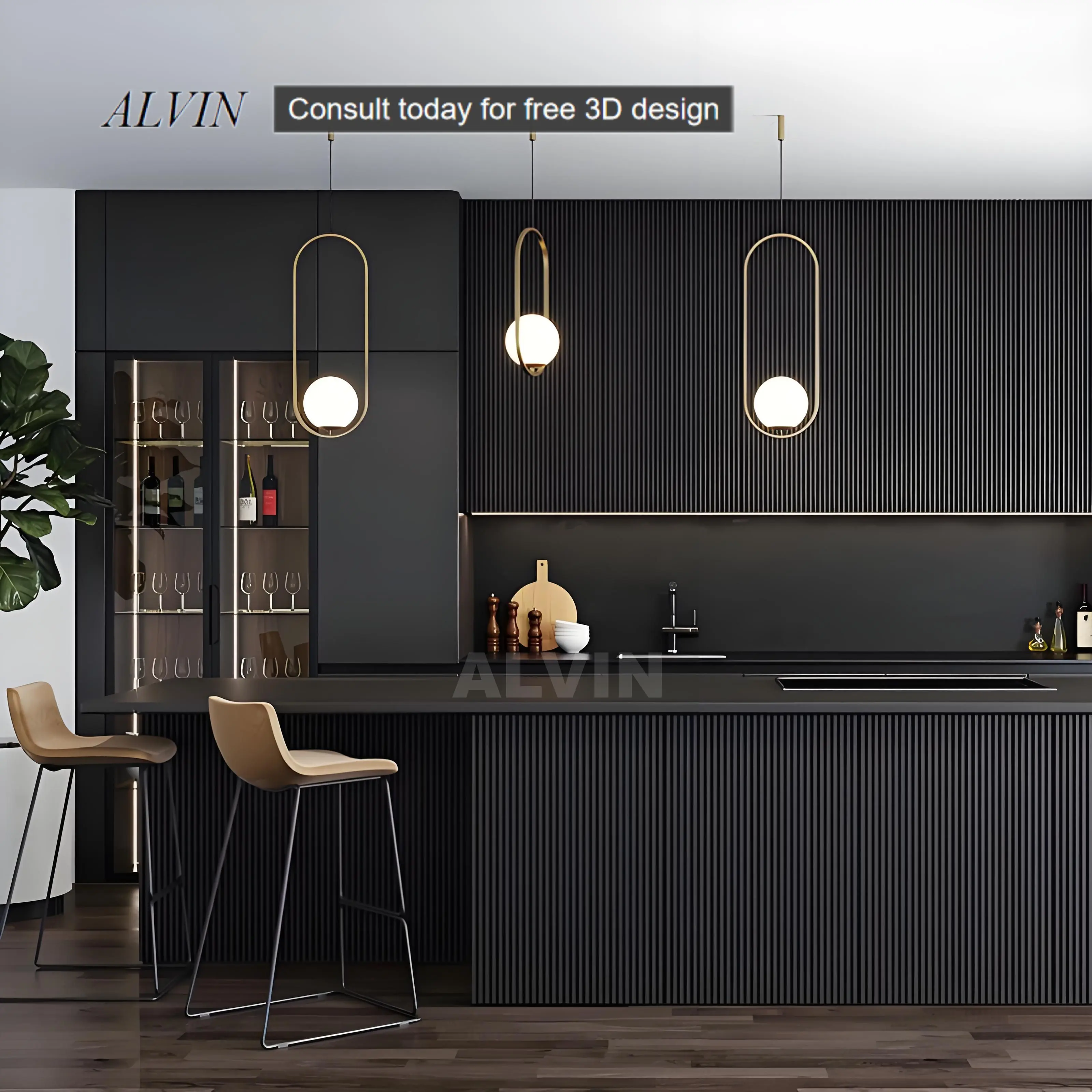 Italian Furniture Smart Kitchen Cabinets Marble Aluminum Cabinets Island Cabinets Modular Home with Modern Design