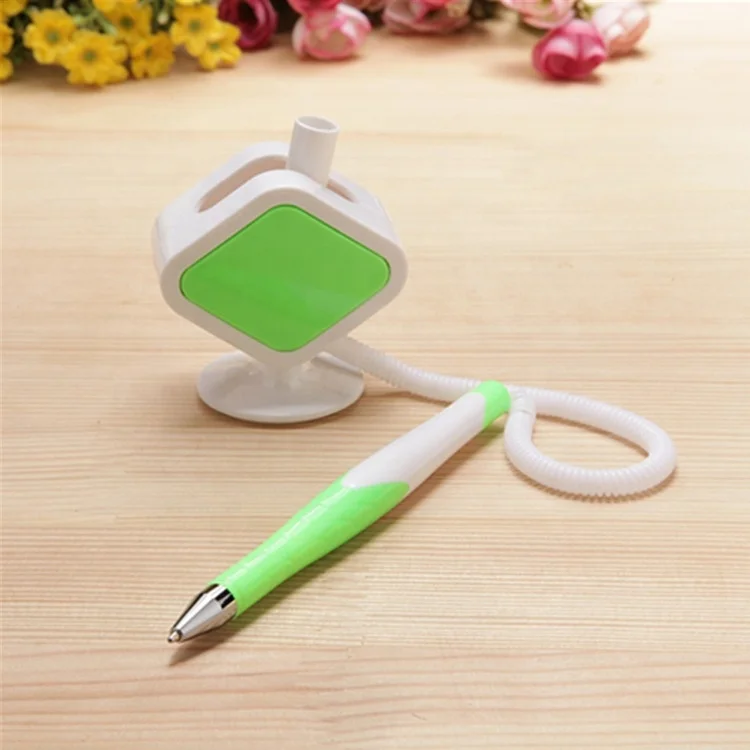 Various Kinds High Class Metal Plastic Table Desk Stand Logo Custom Printing Counter Pen With Chain String