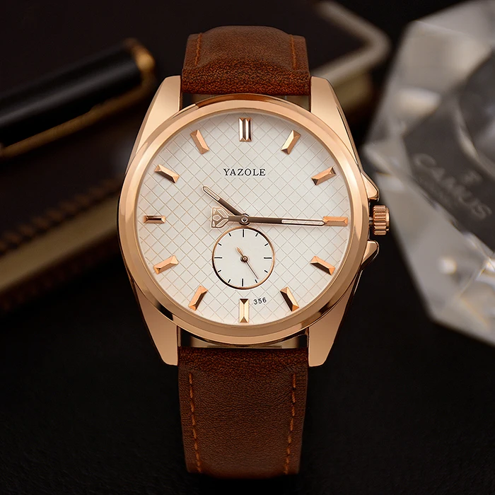 Leather Waterproof Men Watch Good Price Custom Logo New Two Dials Watch