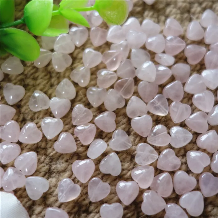 Hot sale 8mm Heart Shape Natural Rose Crystal Pink Quartz Loose Gemstone Beads for DIY jewelry making