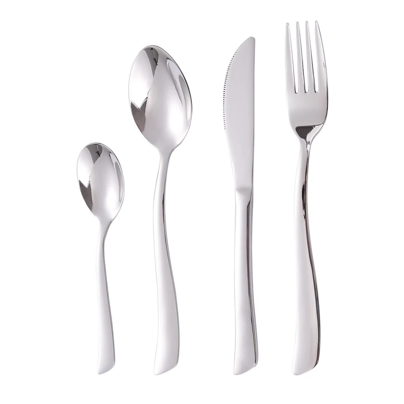 Wholesale Kitchen Flatware Luxury Restaurant Wedding Silver Knife Spoon Fork 16 Pcs 304 Stainless Steel Cutlery Set