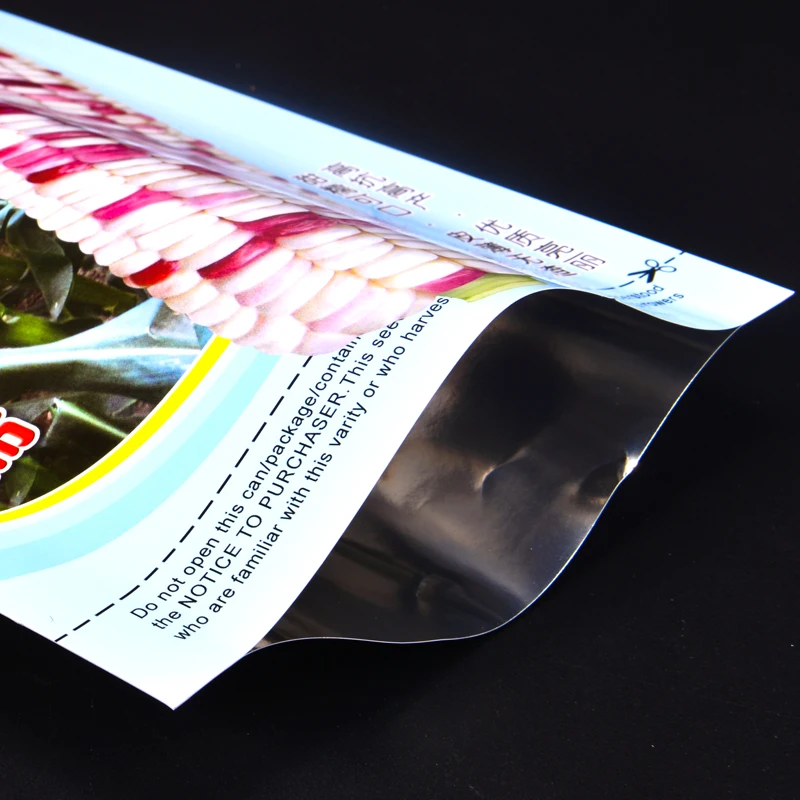 Logo Print Plastic Paper Seed Bag with Foil Lined