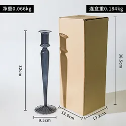 home decor tall clear crystal glass decorative black pillar candle holder for wedding decoration