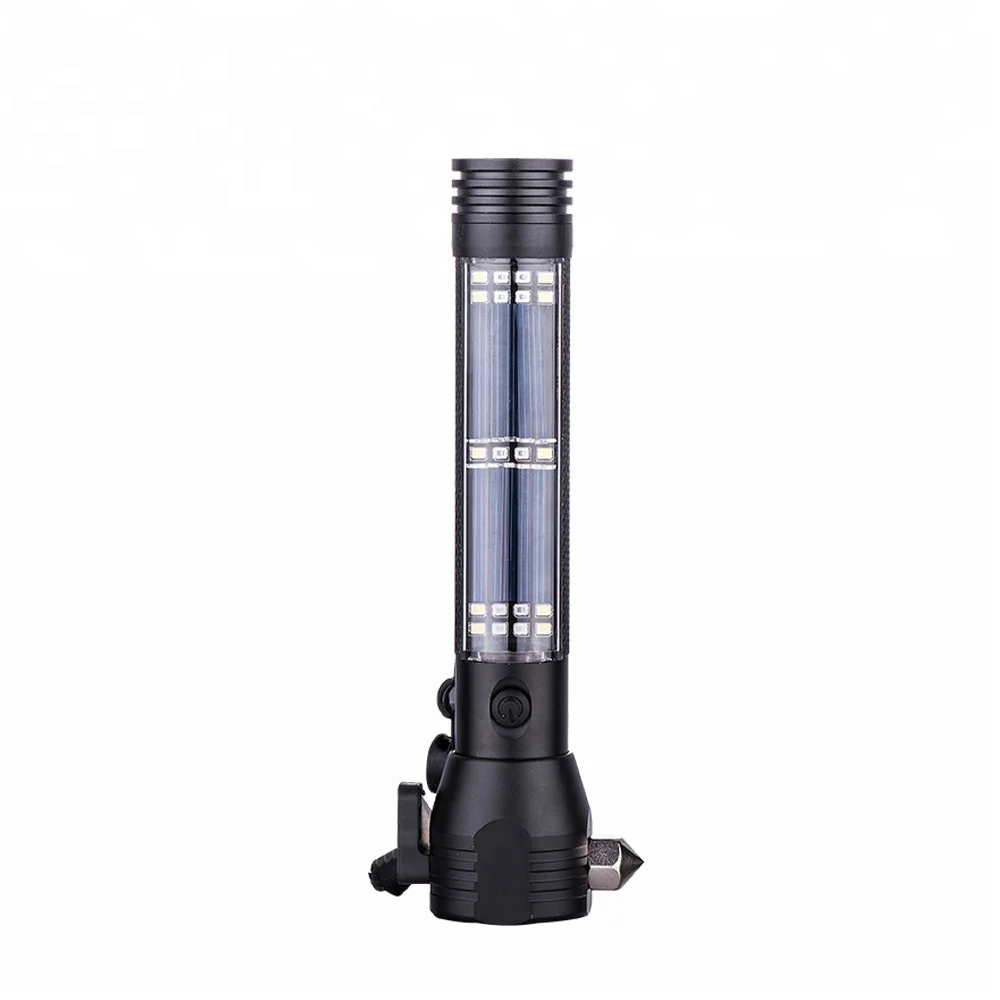 
Amazon hot sale Car Rescue Escape Safety Hammer Solar Powered Led Flashlight,Multi Function USB & Solar Rechargeable Torch Light 