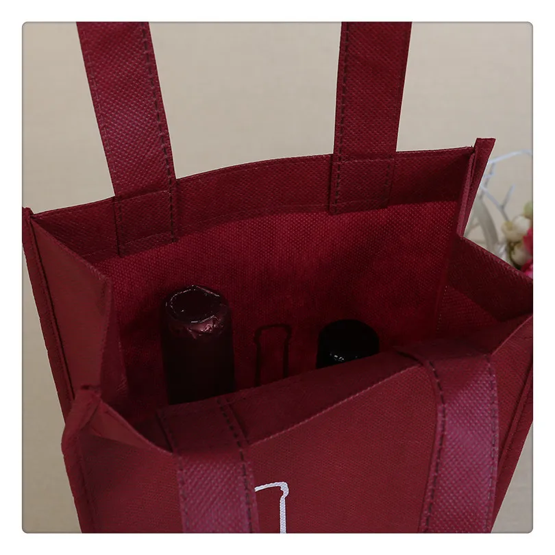 In stock amazon hot sale popular gift single double sturdy bottle non woven wine bag