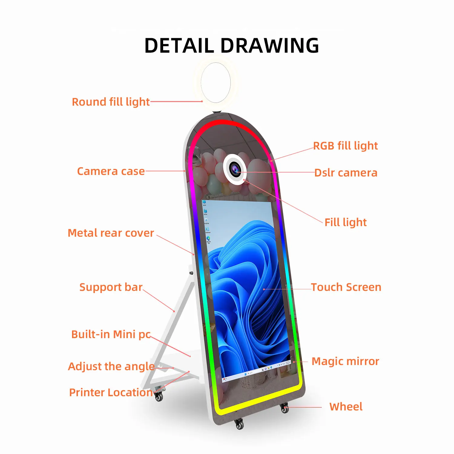 Arch Mirror Photo Booth Selfie Digital Magic Mirror Photo Booth DSLR Camera Photobooth Machine Party Supplier For Party