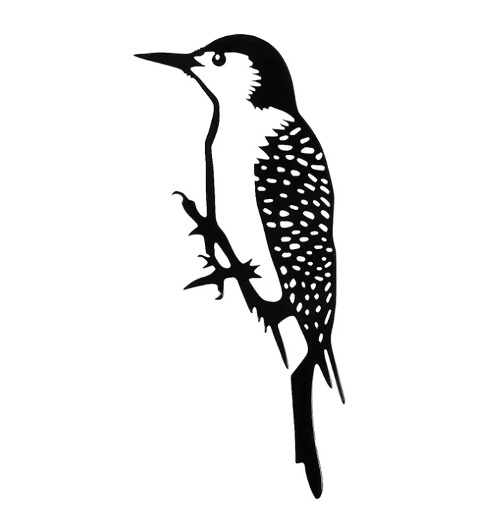 
Metal Retro Courtyard Art Decoration Pastoral Furnishing Garden Woodpecker Silhouette Tree Stakes 