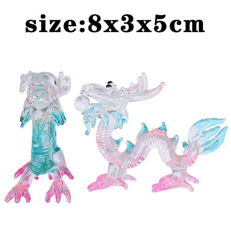 Wholesaler Couple Dragon Pixiu Art Figurines Money Drawing 3D Animal Glass Craft