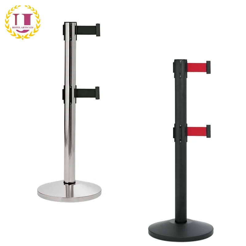 Double Belt Retractable Stanchion/ Security Barrier