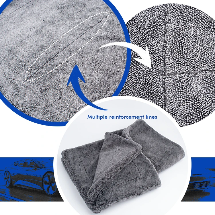 1400 gsm absorbent quickdry big plush twisted microfiber logo car drying towel car care polishing wash towels