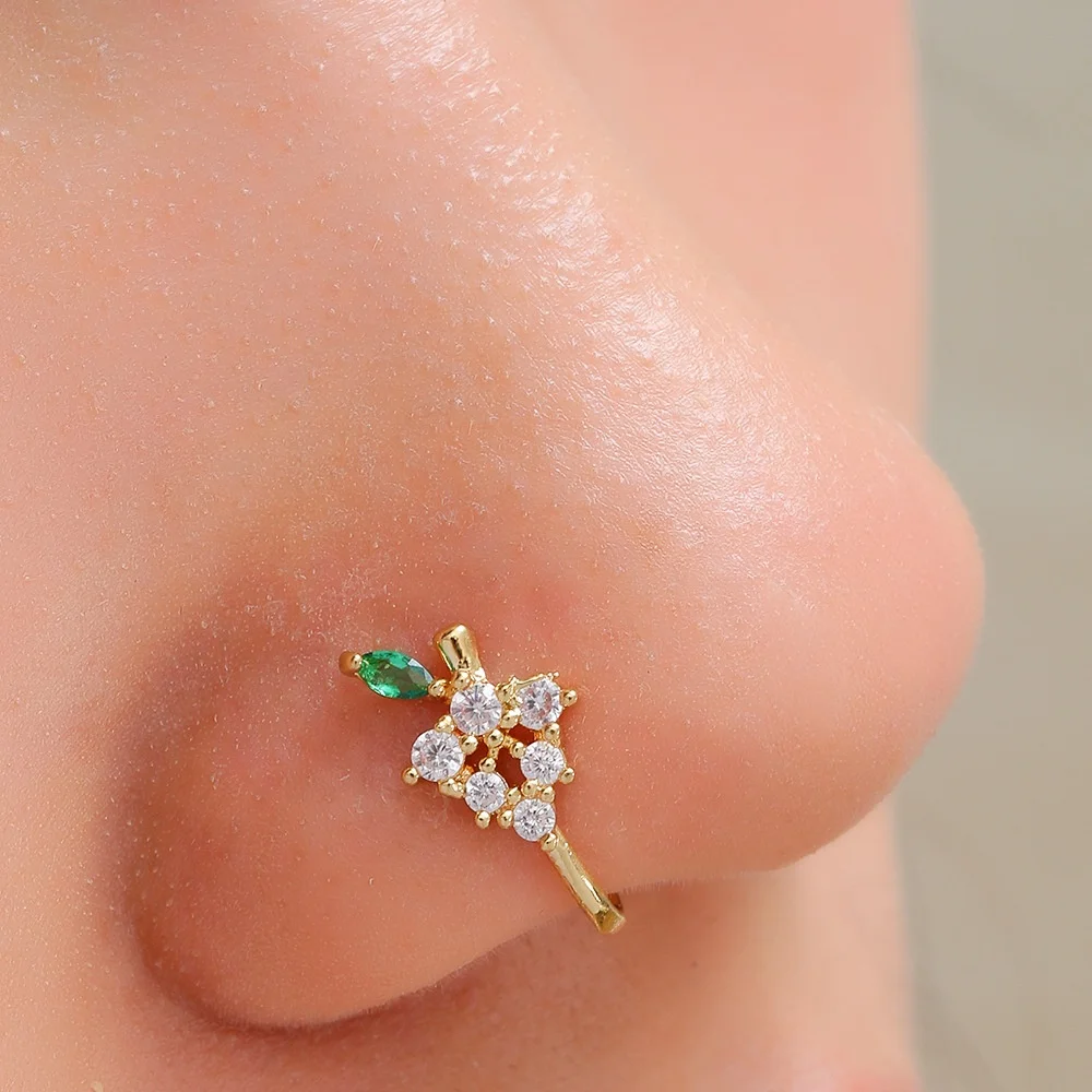 Gaby new arrive fake nose ring cute fruits design  gold plated nose ring non piercing nipple rings body jewelry