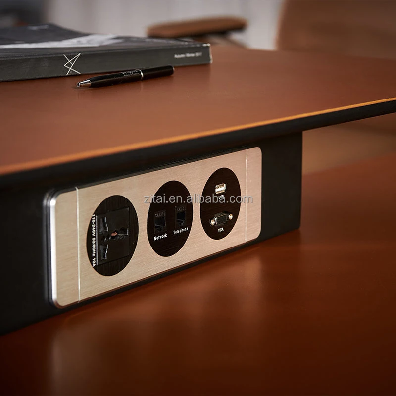 Zitai High Quality Designer Office Furniture Luxury Mdf Office Desk Boss CEO Executive Office Table With Veneer And PU Leather