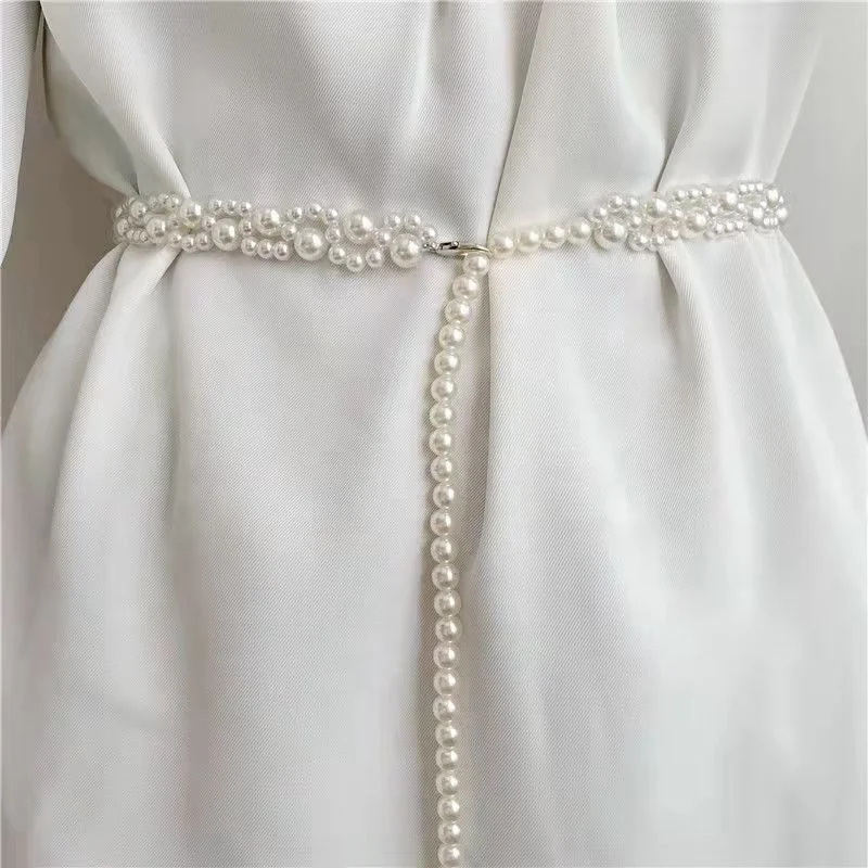 Bead chain belt everything sweater skirt decorative accessory belt chain Pearl belt