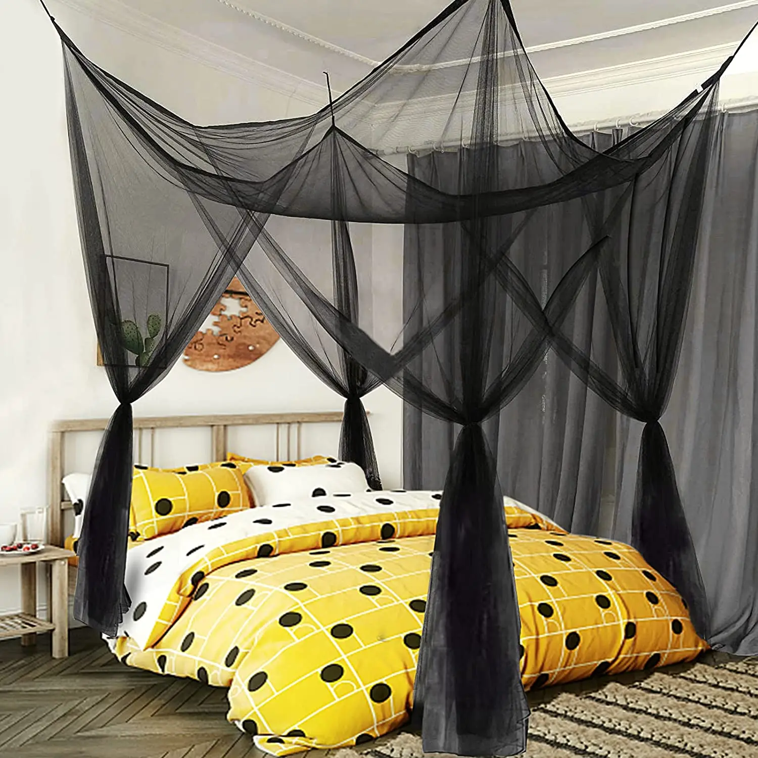 4 side open Bed net Full Size Canopy Bed for Adults Bedroom Kids Room Camping Lights Screen Netting Curtains