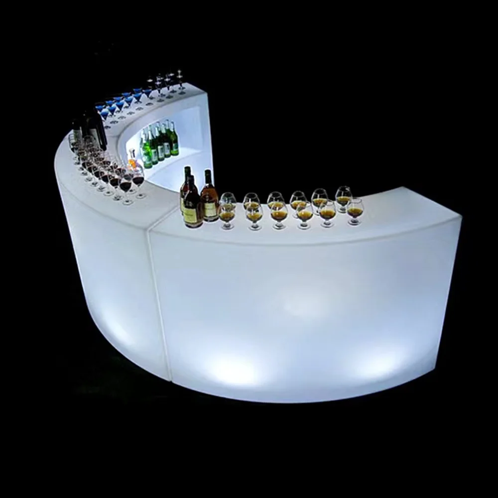 Remote light up restaurant bar counter design rgb color event party club led furniture counter outdoor bar counter nightclub