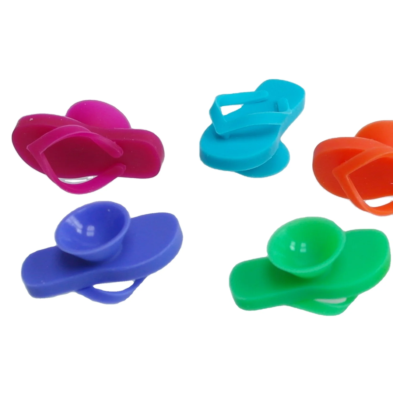 Bar Accessories Set Of 6 Flip Flops Drink Markers Wine Glass Suction Cup Identifier Charms