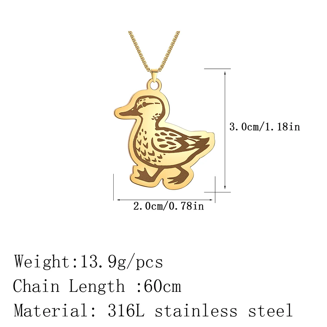Cute Duck Walking Pendant Necklace For Women Children Jewelry Lovely Animal Gold Necklace Gift