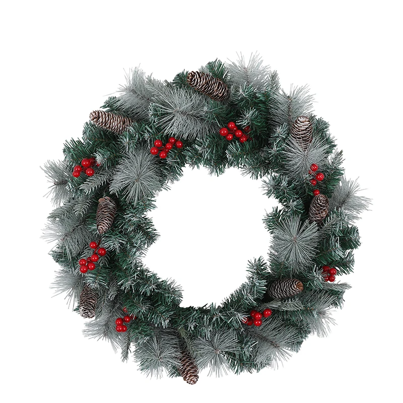 24 Inch Prelit Pine Christmas Wreaths for Front Door Aritificial with Lights for Outdoor Window Table Holiday Decorations
