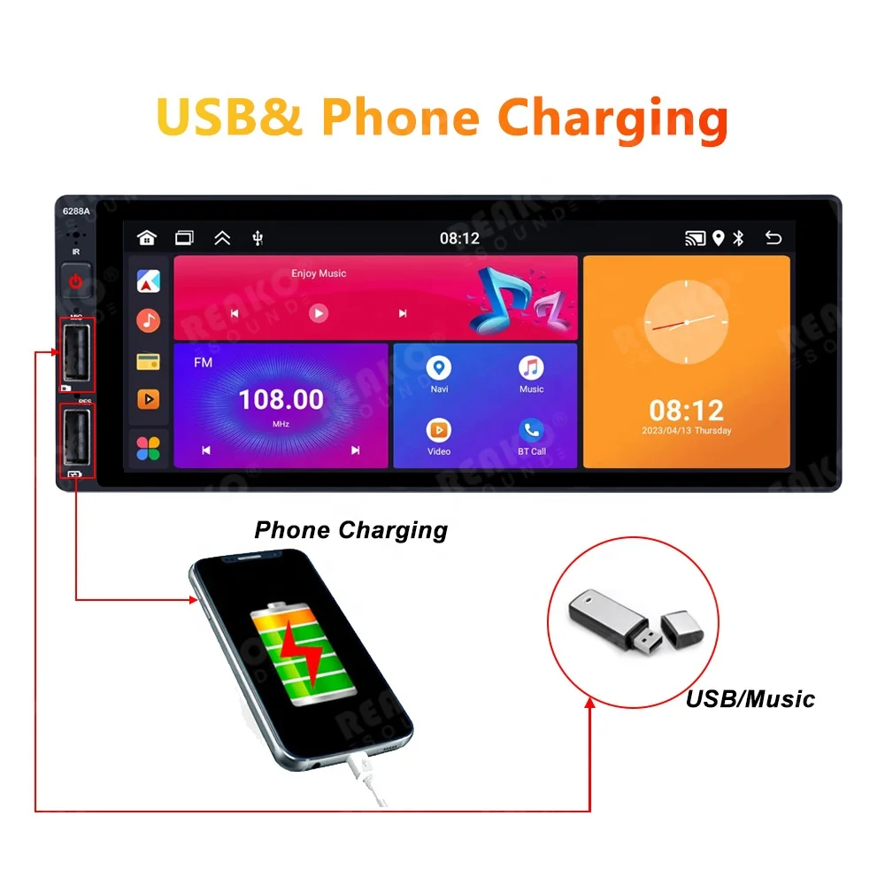 Автомобильный плеер 6 9 дюймов Android Auto Autoradio 1 Din USB-телефон зарядка Wi-Fi GPS-навигатор автомобильный стереоплеер