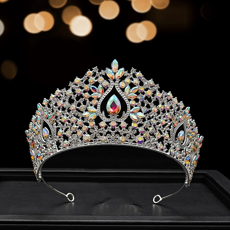 Yiwu produces bridal headwear  Queen AB rhinestone zircon crown  wedding dress  hair accessories