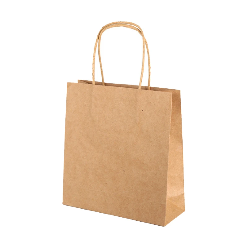 China supplier custom logo 150gsm thicker clothes food lunch paper handle brown kraft paper bags