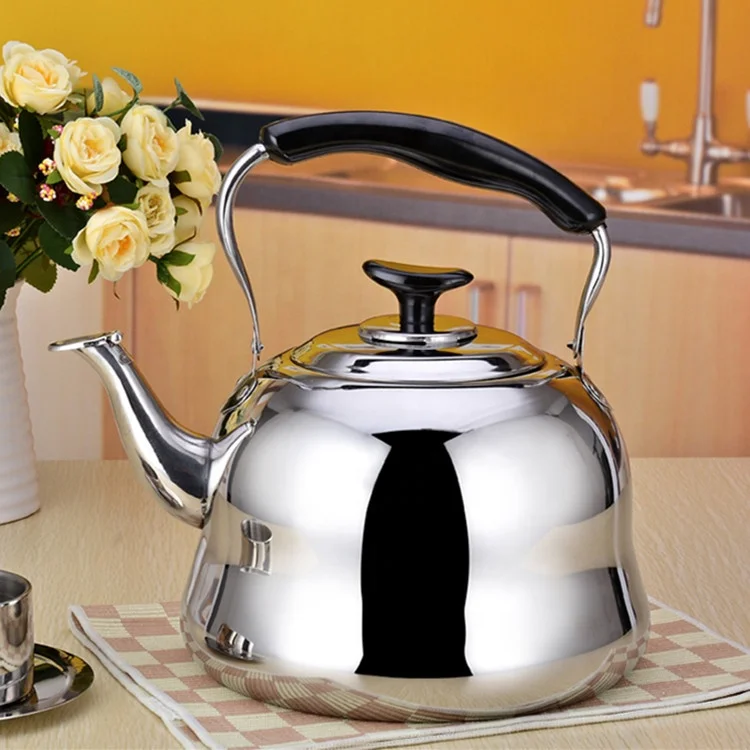 Whistling tea kettle 4L stainless steel silver metal kettle OEM custom boxed time packing technical pieces