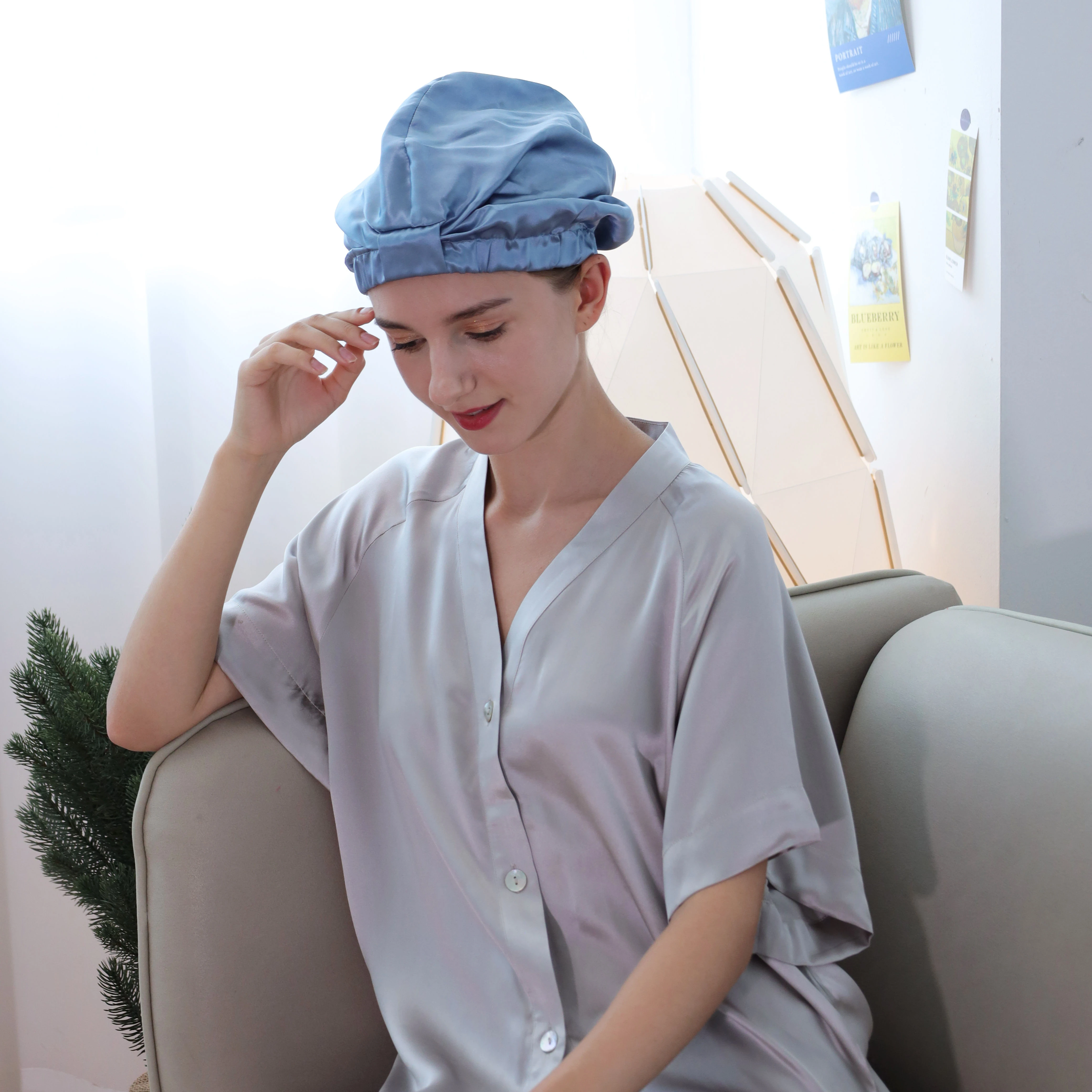 Jili brand factory whole sales 100% 19mm luxury mulberry silk hair band bonnets