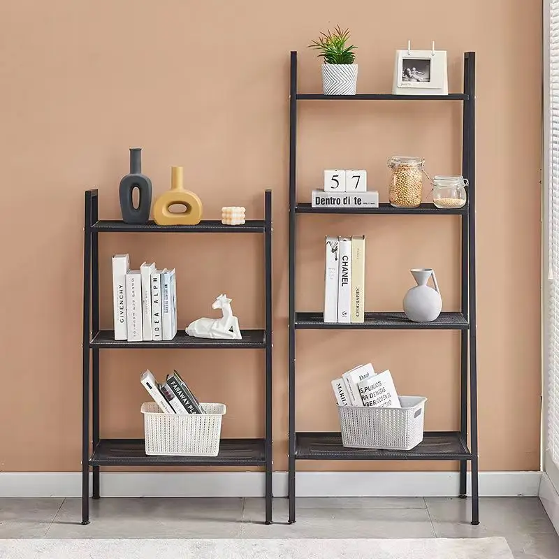 Iron microwave oven trapezoidal rack balcony living room kitchen storage rack multi-layer book rack