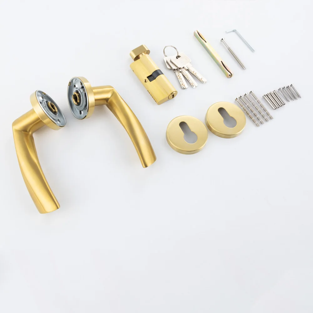 FFZ-0239 key stainless steel door handle lock kit home office lever door locks