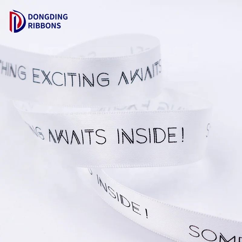 Wholesale Gift Ribbon Customized 100% Polyester Ribbons 30mm Decorative Wrapping Packaging Ribbon Printed Black Logo
