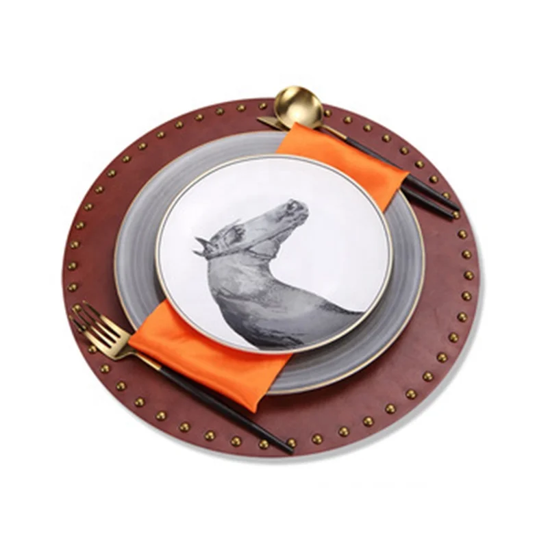 Luxury Dinner Set Nordic Style Wedding Horse Decoration Stylish Round Dining Plate Ceramic Frosted Dinner Plate Dinnerware