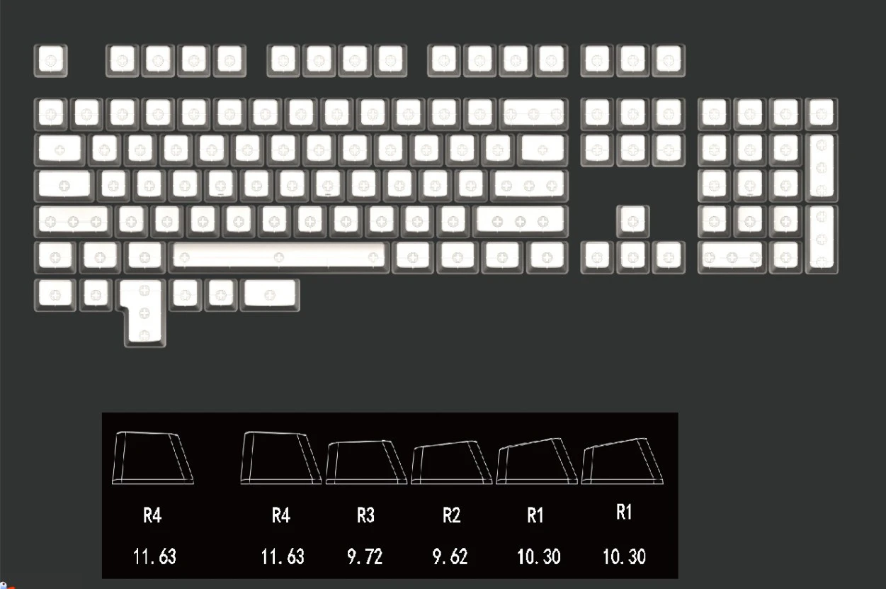 OSHID 110 keys ABS single shot print(no character)personal customization for US\UK\BR\KR\JP keycap