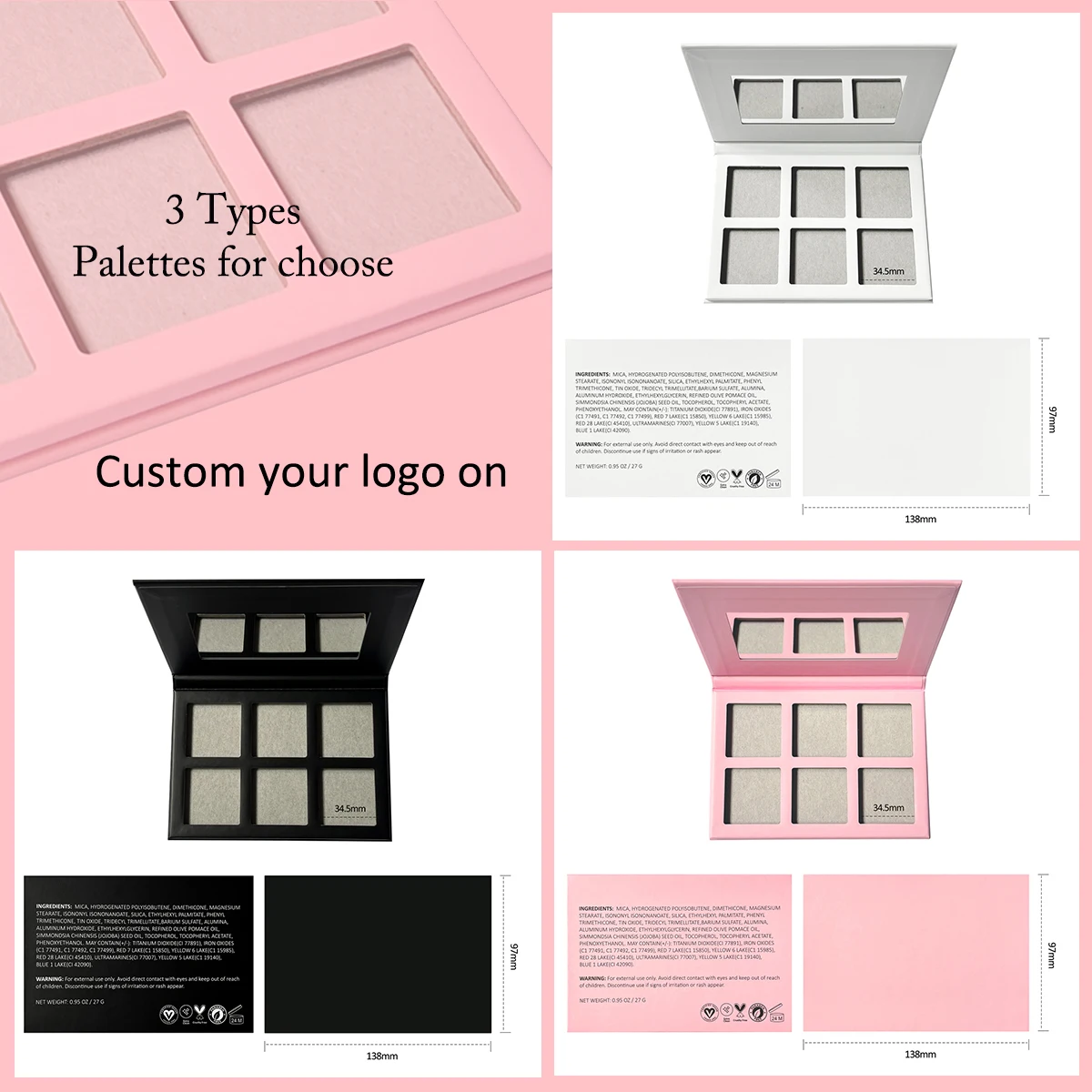 Vegan Single Blush Powder Palette Soft Pigmented Smooth Private Label Talc Free Black Blush Palette