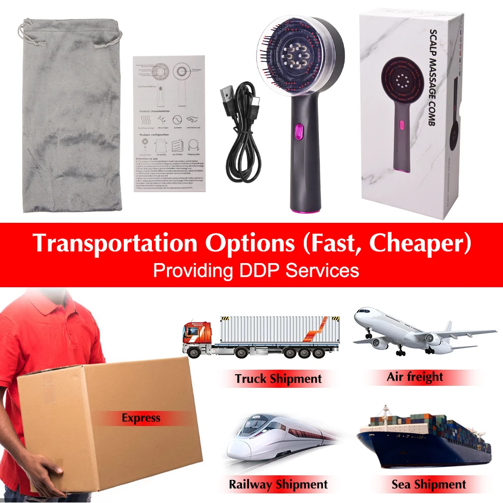 Electric Hair Scalp Massager Brush for Hair Growth Oil Applicator Massage Comb Red Light Devices