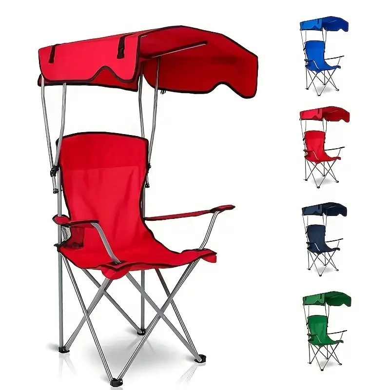 Outdoor camping collapsible sunshade fishing chair with canopy