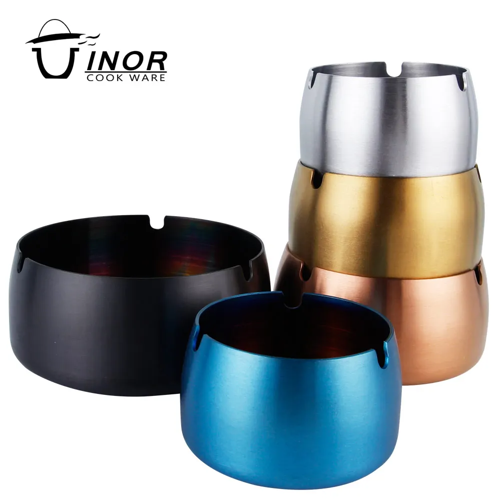 Windproof custom round stainless steel metal cigar ashtray for indoor and outdoor colorful ash tray
