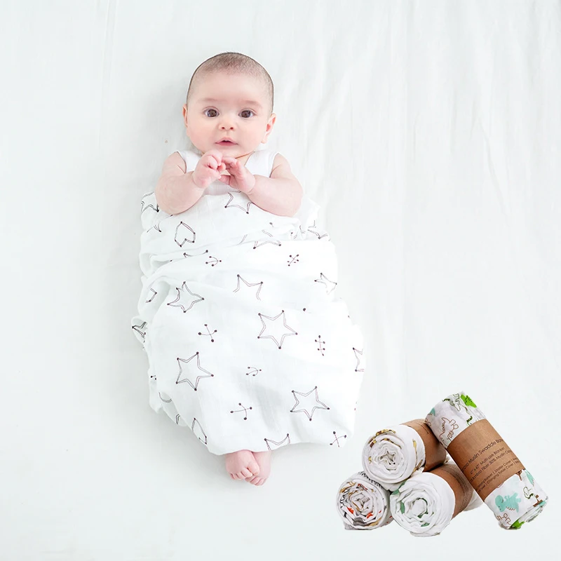 Flame Retardant 2/6Layer Soft Newborn Baby Blanket Cotton Muslin Blanket Baby Sheet Cotton / Bamboo Fiber All-season