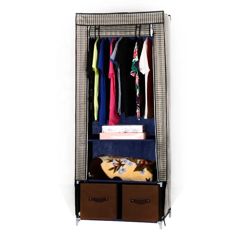 2022Popular folding DIY metal rack portable wardrobe    fabric wardrobe
