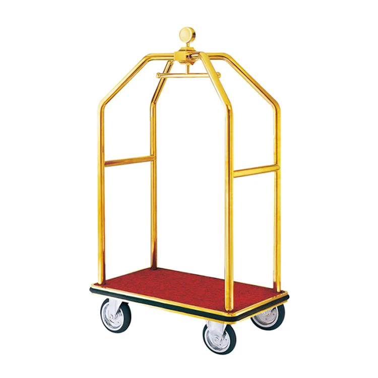 Attractive price new type bellboy Golden metal birdcage hotel luggage